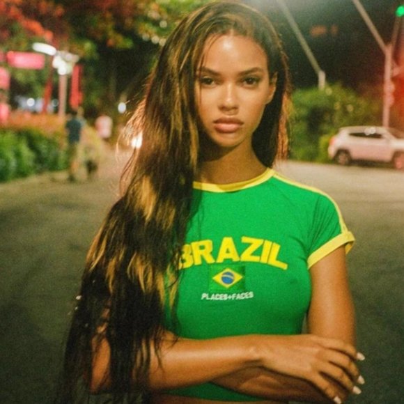 Green Brazil Top Y2K Brazilian flag T-shirt Vintage Soccer Baby Tee Cute Brazil - Picture 3 of 7